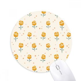 Dıythinker Sarı Çiçek Bitki Gül Desenli Baskılı Yuvarlak Kaymaz Kauçuk Mouse Pad