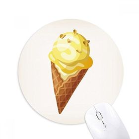 Dıythinker Sarı Fıstık Tatlı Dondurma Desenli Baskılı Yuvarlak Kaymaz Kauçuk Mouse Pad