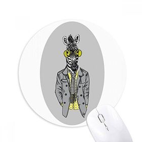 Dıythinker Sarı Gözlük Zebra Gri Popüler Hayvan Baskılı Yuvarlak Kaymaz Kauçuk Mouse Pad
