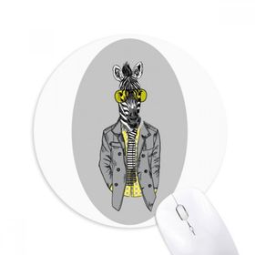 Dıythinker Sarı Gözlük Zebra Gri Popüler Hayvan Baskılı Yuvarlak Kaymaz Kauçuk Mouse Pad