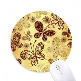 Dıythinker Sarı Kelebek Duvar Kağıdı Baskılı Yuvarlak Kaymaz Kauçuk Mouse Pad