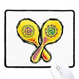 Dıythinker Sarı Raket Meksika Kültürü Elemanı İllüstrasyon Kaymaz Siyah Başlıklı Kenarlar Mouse Pad