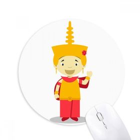 Dıythinker Sarı Şapka Kamboçya Çizgi Film Baskılı Yuvarlak Kaymaz Kauçuk Mouse Pad