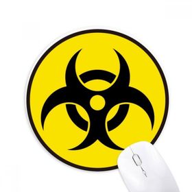 Dıythinker Sarı Tehlikeli Kimyasal Toksik Radyasyon Sembolü Baskılı Yuvarlak Kaymaz Kauçuk Mouse Pad