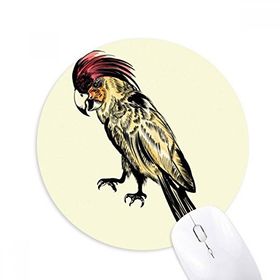 Dıythinker Sarı Tüy Papağan Kuş Baskılı Yuvarlak Kaymaz Kauçuk Mouse Pad