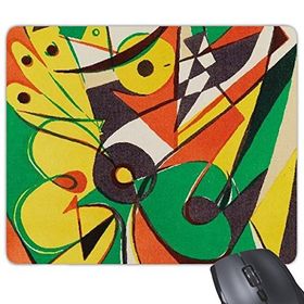 Dıythinker Sarı Yeşil Kalp Şekilli Daire Batı Stili Soyut Sanat Resim Baskılı Dikdörtgen Kaymaz Kauçuk Mouse Pad
