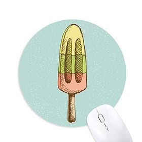 Dıythinker Sarı Yeşil Kırmızı Popsicles Dondurma Baskılı Yuvarlak Kaymaz Kauçuk Mouse Pad