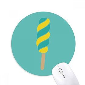 Dıythinker Sarı Yeşil Spiral Tatlı Dondurma Baskılı Yuvarlak Kaymaz Kauçuk Mouse Pad