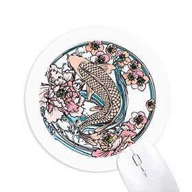 Dıythinker Sazan Pembe Lotus Desenli Geometri Baskılı Yuvarlak Kaymaz Kauçuk Mouse Pad