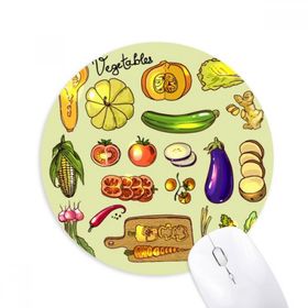 Dıythinker Sebzeler Patlıcan Kabak Zencefil Baskılı Yuvarlak Kaymaz Kauçuk Mouse Pad