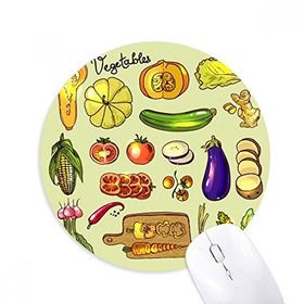Dıythinker Sebzeler Patlıcan Kabak Zencefil Baskılı Yuvarlak Kaymaz Kauçuk Mouse Pad