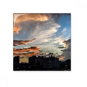 Dıythinker Şehir Alacakaranlık Bulutlar Turuncu Gökyüzü 15x15 cm Seramik Karo