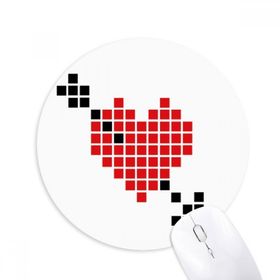 Dıythinker Sevgililer Arror Pierce via Heart Pixel Baskılı Yuvarlak Kaymaz Kauçuk Mouse Pad