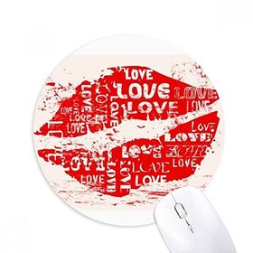 Dıythinker Sevgililer Günü Anahtar Kelime Aşk Öpücük Baskılı Yuvarlak Kaymaz Kauçuk Mouse Pad