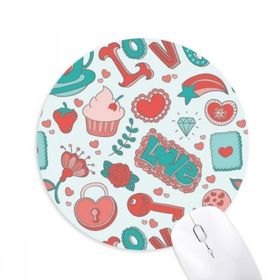 Dıythinker Sevgililer Günü Aşk Çilek Kalp Baskılı Yuvarlak Kaymaz Kauçuk Mouse Pad