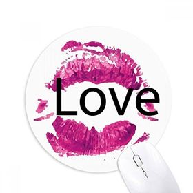 Dıythinker Sevgililer Günü Aşk Pembe Dudak Baskılı Yuvarlak Kaymaz Kauçuk Mouse Pad