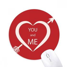Dıythinker Sevgililer Günü Kırmızı Beyaz Sen ve Ben Baskılı Yuvarlak Kaymaz Kauçuk Mouse Pad