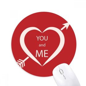 Dıythinker Sevgililer Günü Kırmızı Beyaz Sen ve Ben Baskılı Yuvarlak Kaymaz Kauçuk Mouse Pad