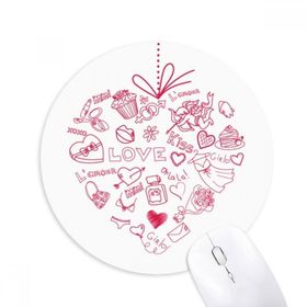 Dıythinker Sevgililer Günü Kırmızı Kalp Şekilli Melek Baskılı Yuvarlak Kaymaz Kauçuk Mouse Pad