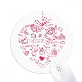 Dıythinker Sevgililer Günü Kırmızı Kalp Şekilli Melek Baskılı Yuvarlak Kaymaz Kauçuk Mouse Pad
