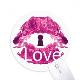 Dıythinker Sevgililer Günü Pembe Dudak Aşk Anahtar Deliği Baskılı Yuvarlak Kaymaz Kauçuk Mouse Pad