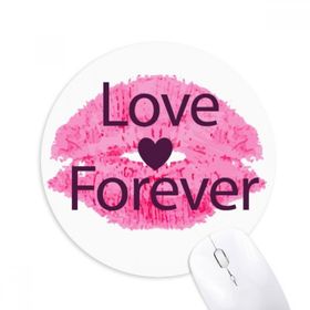 Dıythinker Sevgililer Günü Pembe Dudak Aşk Sonsuza Kadar Baskılı Yuvarlak Kaymaz Kauçuk Mouse Pad