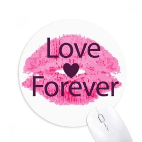 Dıythinker Sevgililer Günü Pembe Dudak Aşk Sonsuza Kadar Baskılı Yuvarlak Kaymaz Kauçuk Mouse Pad