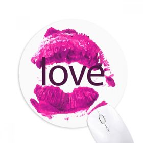 Dıythinker Sevgililer Günü Pembe Dudak Sevgi Baskılı Yuvarlak Kaymaz Kauçuk Mouse Pad