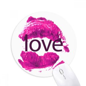 Dıythinker Sevgililer Günü Pembe Dudak Sevgi Baskılı Yuvarlak Kaymaz Kauçuk Mouse Pad