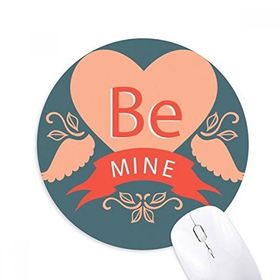 Dıythinker Sevgililer Günü Pembe Kırmızı Be Mine Baskılı Yuvarlak Kaymaz Kauçuk Mouse Pad