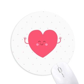Dıythinker Sevgililer Günü Pembe Sevimli Gülümseme Yüz Kalp Baskılı Yuvarlak Kaymaz Kauçuk Mouse Pad