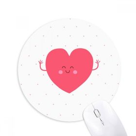 Dıythinker Sevgililer Günü Pembe Sevimli Gülümseme Yüz Kalp Baskılı Yuvarlak Kaymaz Kauçuk Mouse Pad