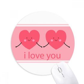 Dıythinker Sevgililer Günü Pembe Sevimli Gülümseme Yüz Kalpler Baskılı Yuvarlak Kaymaz Kauçuk Mouse Pad