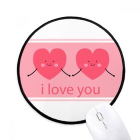 Dıythinker Sevgililer Günü Pembe Sevimli Gülümseme Yüz Kalpler Yuvarlak Kaymaz Mouse Pad
