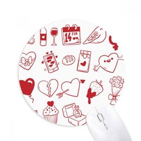 Dıythinker Sevgililer Günü Şarap Aşk Kuş Kalp Baskılı Yuvarlak Kaymaz Kauçuk Mouse Pad