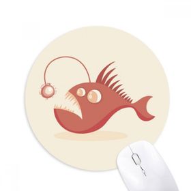 Dıythinker Sevimli Çizgi Film Fener Balık İllüstrasyonu Baskılı Yuvarlak Kaymaz Kauçuk Mouse Pad