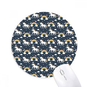 Dıythinker Sevimli Gökkuşağı Renkli Tek Boynuzlu At Desenli Baskılı Yuvarlak Kaymaz Kauçuk Mouse Pad