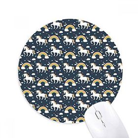 Dıythinker Sevimli Gökkuşağı Renkli Tek Boynuzlu At Desenli Baskılı Yuvarlak Kaymaz Kauçuk Mouse Pad