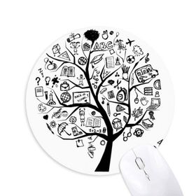 Dıythinker Sevimli Grafiti Okul Stili Ağaç Silüeti Baskılı Yuvarlak Kaymaz Kauçuk Mouse Pad