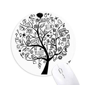 Dıythinker Sevimli Grafiti Okul Stili Ağaç Silüeti Baskılı Yuvarlak Kaymaz Kauçuk Mouse Pad