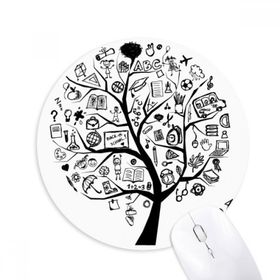Dıythinker Sevimli Grafiti Okul Stili Ağaç Silüeti Baskılı Yuvarlak Kaymaz Kauçuk Mouse Pad