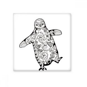 Dıythinker Sevimli Hantal Penguen Hayvan Portre Eskiz 10x10 cm Seramik Karo