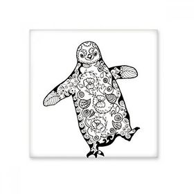 Dıythinker Sevimli Hantal Penguen Hayvan Portre Eskiz Seramik Biske Fayans 20x20 cm Seramik Karo