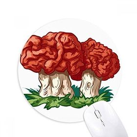 Dıythinker Sevimli Kırmızı Mantar İllüstrasyon Desen Baskılı Yuvarlak Kaymaz Kauçuk Mouse Pad