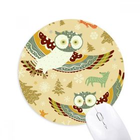 Dıythinker Sevimli Kuşlar Baykuşlar Çiçek Desenli Baskılı Yuvarlak Kaymaz Kauçuk Mouse Pad