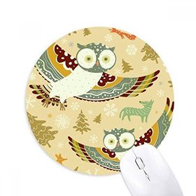 Dıythinker Sevimli Kuşlar Baykuşlar Çiçek Desenli Baskılı Yuvarlak Kaymaz Kauçuk Mouse Pad