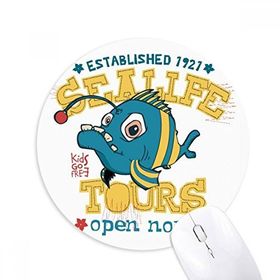 Dıythinker Sevimli Mavi Sarı Fener Balık İllüstrasyonu Baskılı Yuvarlak Kaymaz Kauçuk Mouse Pad