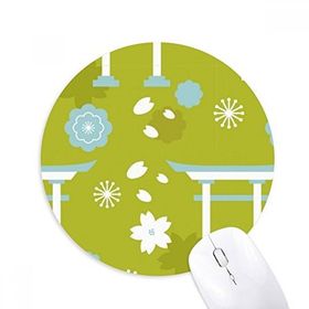 Dıythinker Sevimli Mavi Yeşil Beyaz Japon Baskılı Yuvarlak Kaymaz Kauçuk Mouse Pad