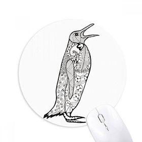 Dıythinker Sevimli Penguen Hayvan Portre Eskiz Baskılı Yuvarlak Kaymaz Kauçuk Mouse Pad