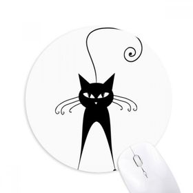 Dıythinker Sevimli Siyah Kedi Evcil Hayvan Sevgili Hayvan Sanat Silüeti Baskılı Yuvarlak Kaymaz Kauçuk Mouse Pad